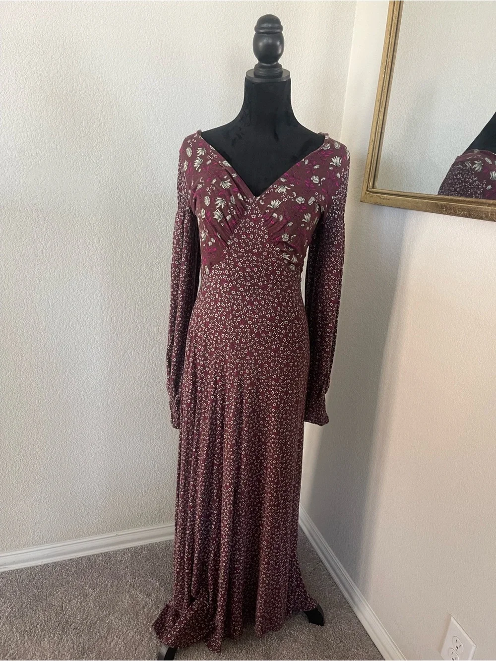 Free People Floral Burgundy Maxi Dress